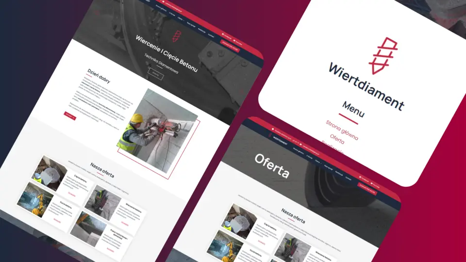 Portfolio przykład – strona usługowa Wiertdiament Nowa Ruda