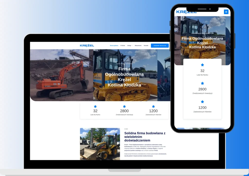 Strona firmowa firmy ogólnobudowlanej Krężel - projekt KordasNet Strona firmowa firmy ogólnobudowlanej Krężel - projekt KordasNet